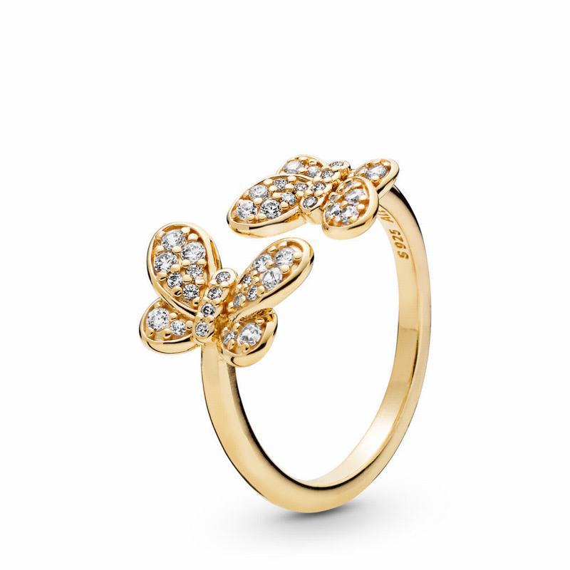 Pandora Shine™ Dazzling Butterflies Stackable Ring - 18ct Gold Plated/Cubic Zirconia - Canada | MY33